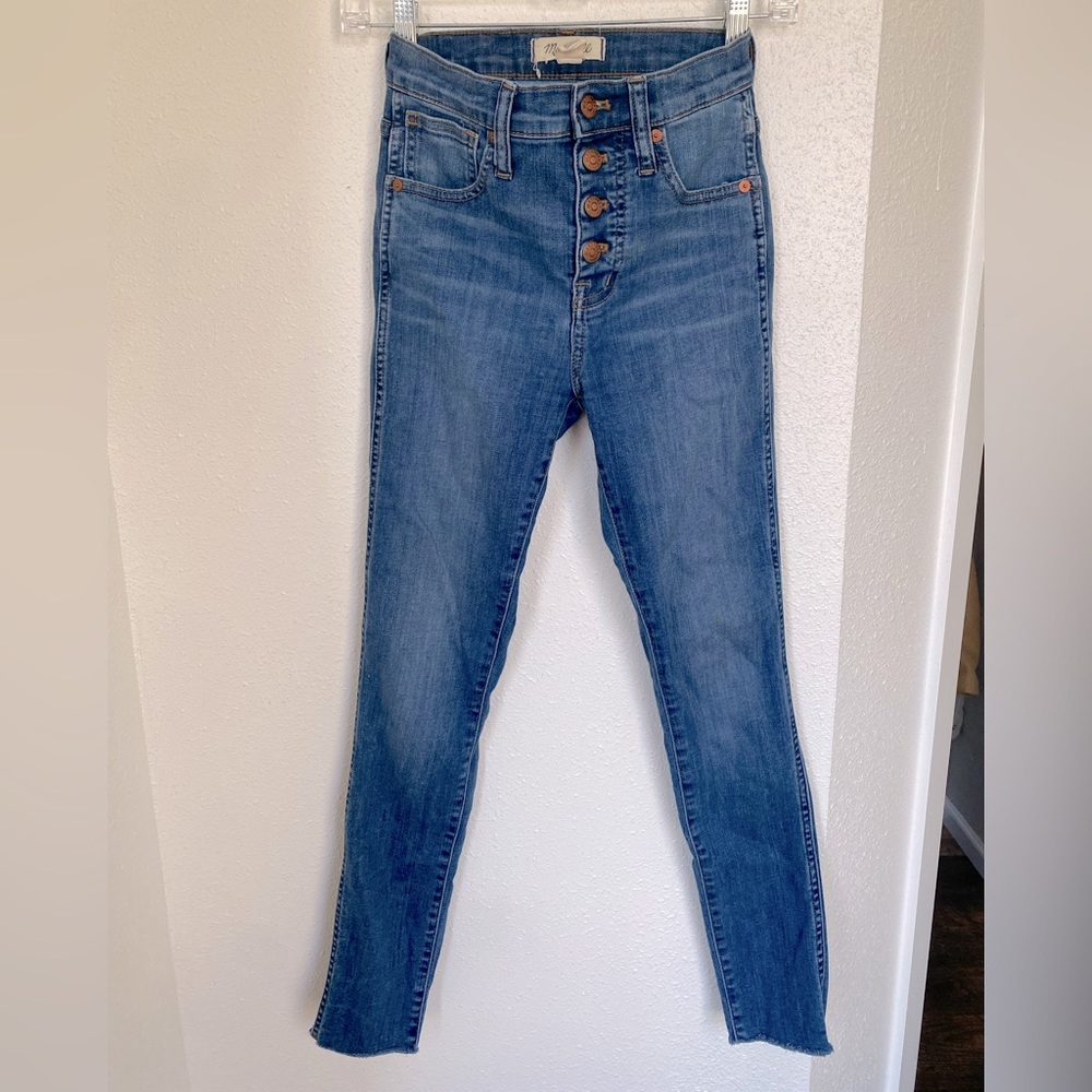 Madewell Skinny High Rise Jeans, button up, Stretchy material, 23